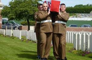 The bearer party carrying the coffin of Private Parker, Crown Copyright, All rights reserved