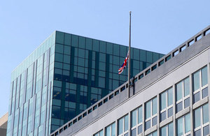 Union flag at half-mast