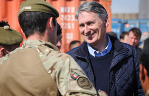 Philip Hammond meets British troops in southern Afghanistan [Picture: Corporal Mike O'Neill, Crown Copyright/MOD 2013]