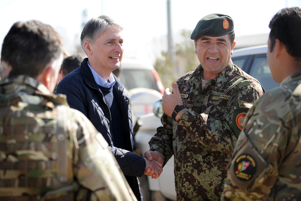 Philip Hammond with Brigadier General Sherin Shah