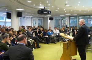 Eric Pickles speaking to organisations about the £6 million competition to fund community-based English language learning.