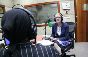 HE Sarah Cooke being interviewed at BBC Tanzania