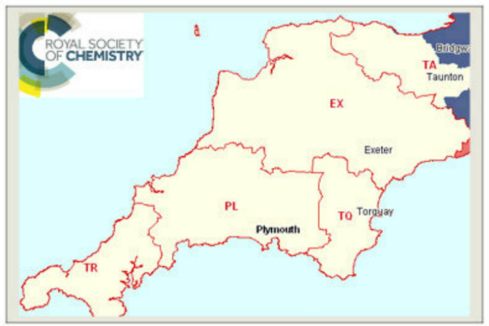 Map of South West England