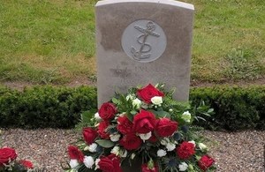 Able Seaman Evenden’s newly engraved headstone, Crown Copyright, All rights reserved