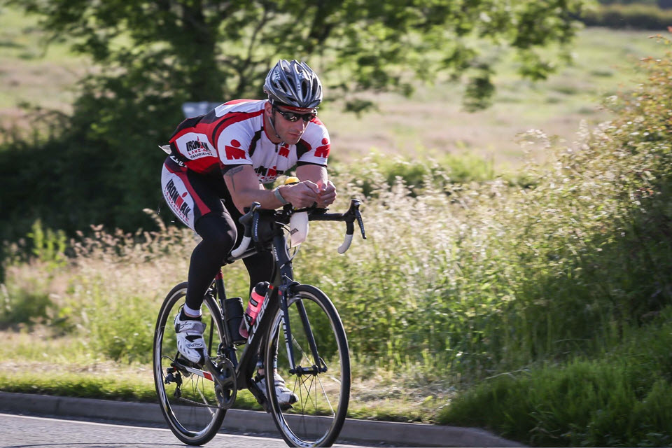 Supt McAleavey cycling in the Ironman