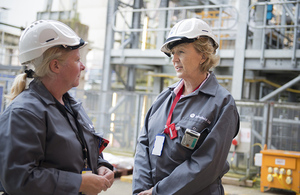 Dorothy Gradden from Sellafield Ltd with Andrea Leadsom MP, at the Sellafield site