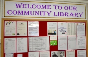 A noticeboard in a community library