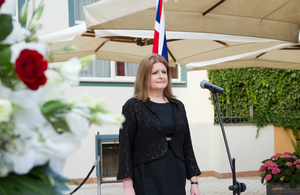 Her Majesty's Ambassador to Armenia Judith Farnworth making a speech at the Queen's Birthday Party