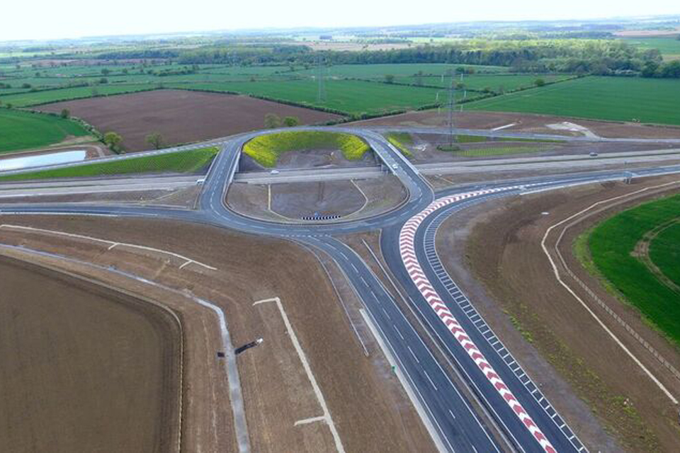 Aerial shot of the Brocklesby Junction at the A160/80 Port of Immingham improvement scheme.