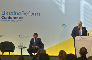 Foreign Secretary Boris Johnson speaking at the Ukraine Reform Conference