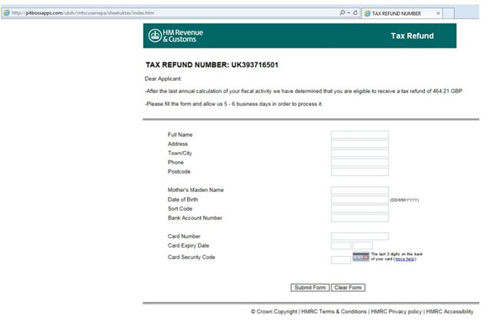 Phishing Emails And Bogus Contact HM Revenue And Customs Examples GOV UK