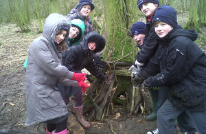 Schoolchildren helping with tree-planting in Essex [Picture: Crown Copyright/MOD 2013]