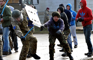 Troops from 2nd Battalion The Parachute Regiment taking part in public order training [Picture: Corporal Gabriel Moreno, Crown Copyright/MOD 2013]