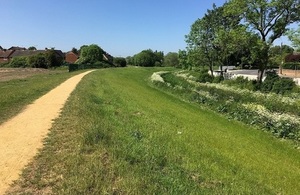 Image shows flood defences at Newtown