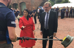 Priti Patel visits the HALO Trust near Dumfires, Scotland. Picture: Stephanie Mann/DFID