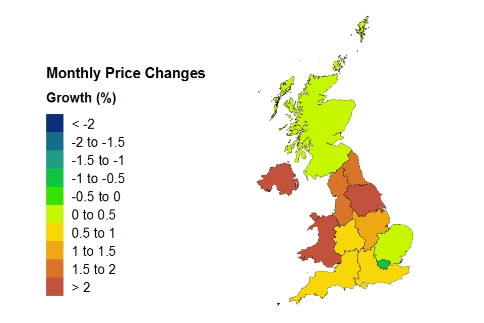 Price changes by country and government office region