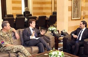 British Chargé d’Affaires Ben Wastnage with Prime Minister Hariri.