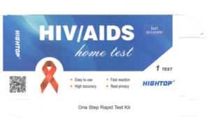 The front image of a seized Hightop HIV/AIDS Home Test Kit