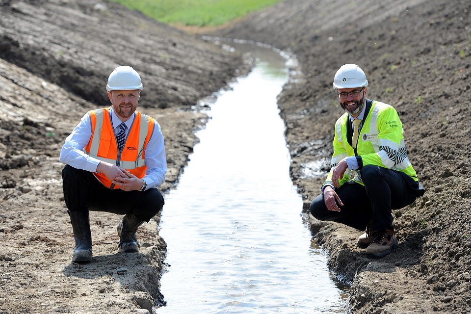 Image shows Brunton Park flood scheme, the new River Ouseburn Channel 