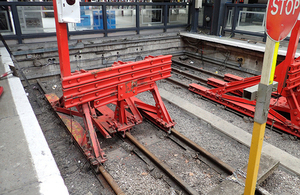 The damaged buffer stops at Kings Cross