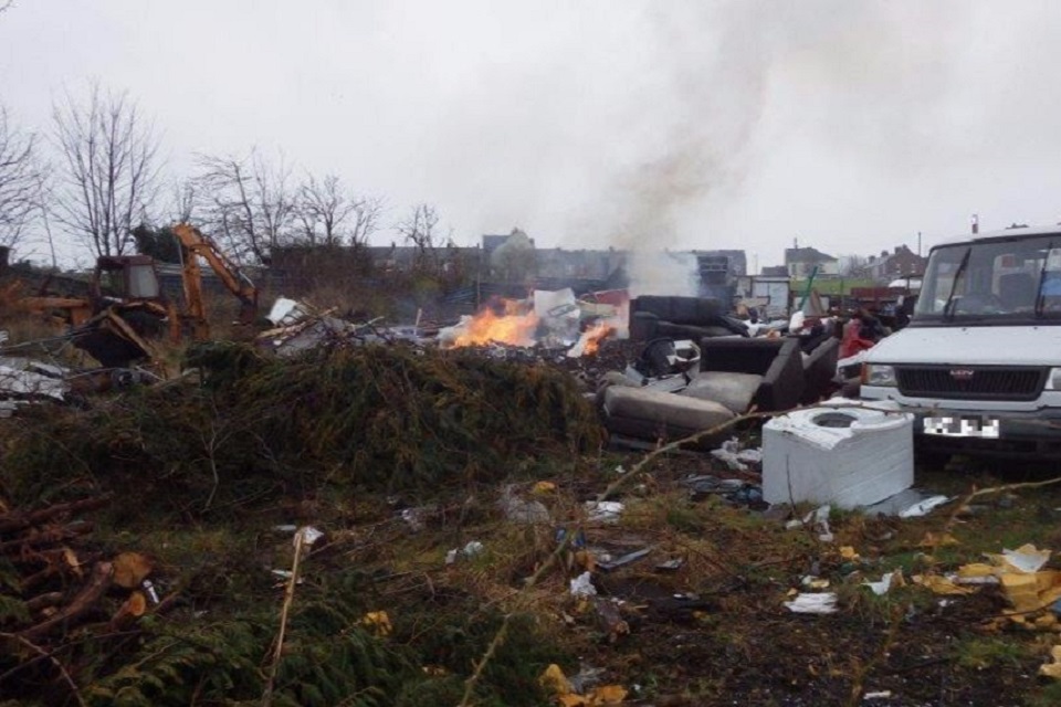 Images shows waste on site and evidence of burning 