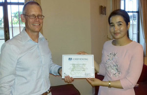 Chargé d’Affaires Mr David Pert and Chevening Scholar