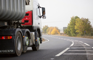 Lorry driving along a road