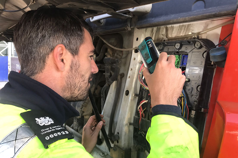 DVSA traffic examiner inspects a waste carrier