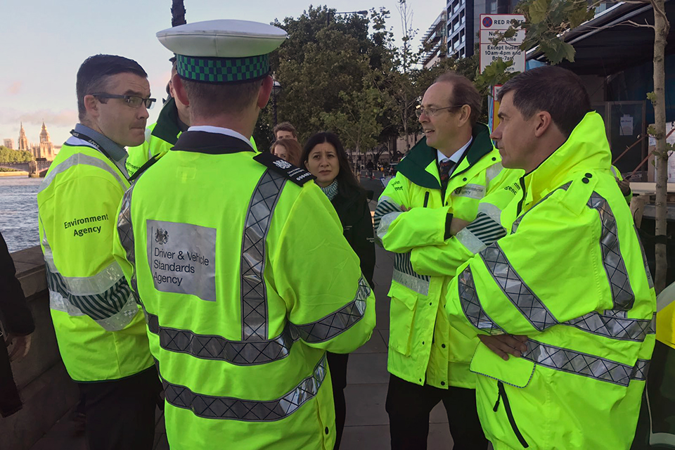 Staff from the Environment Agency and DVSA in London