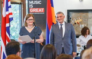 HMA Judith Farnworth and Deputy Foreign Minister of Armenia Ashot Hovakimyan making a speech at the event devoted to the 25th anniversary of British-Armenian diplomatic relations