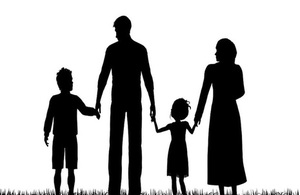 Refugee family silhouette
