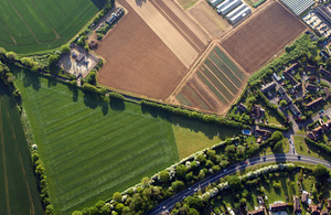 aerial view of land and property