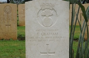 E Graham's headstone, Crown Copyright, All rights reserved