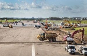 Work in full swing on the runway intersection. Crown Copyright.