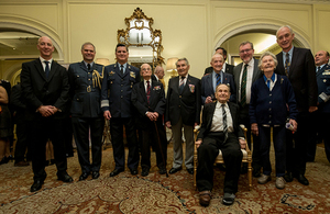 The Veterans honoured with HMA Mark Kent, SoS David Mundell and Argentine Air Force Deputy Chief, Fernando Nieto