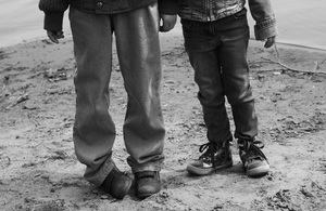 black and white image of unaccompanied children