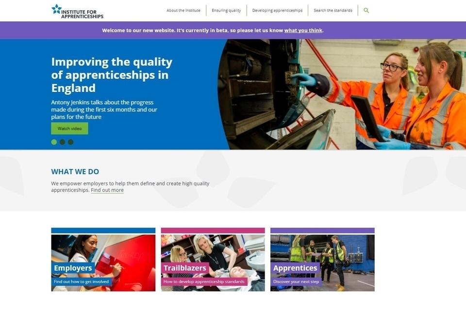 Institute for Apprenticeships launches new website GOV.UK