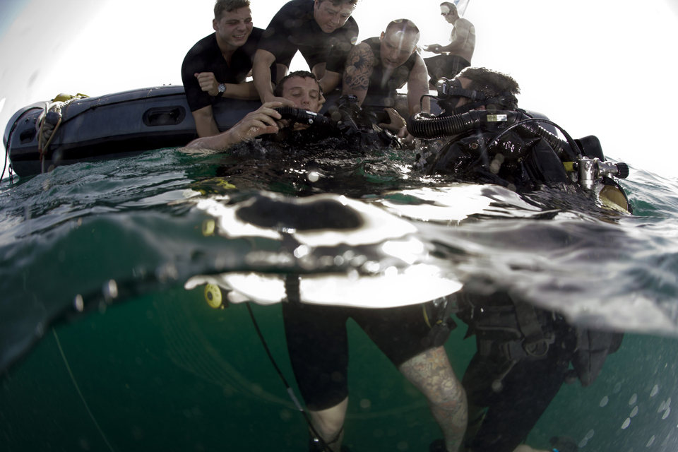 Royal Navy divers on a mine warfare exercise in the Gulf