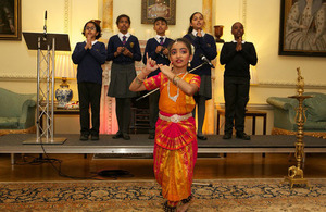 Children perform during the 2017 Downing Street Diwali reception.