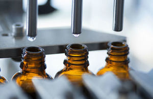 Bottles on a pharmaceutical production line