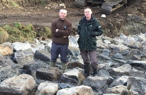 Image shows Paul Frear from the EA and Steve Hudson from WRT at Brancepeth Beck