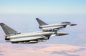 Royal Air Force Typhoons flying in support of Operation Shader, the Counter-Daesh mission. Crown copyright.