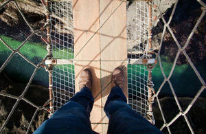 A look down from the Carrick-a-Rede Rope Bridge in Northern Ireland