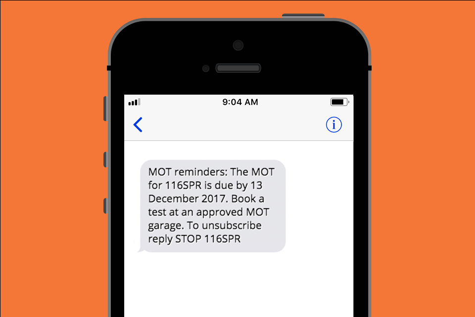 MOT reminders text
