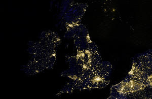 Map of the UK at night
