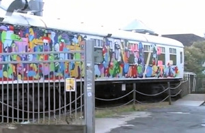 A graffitied railway carriage