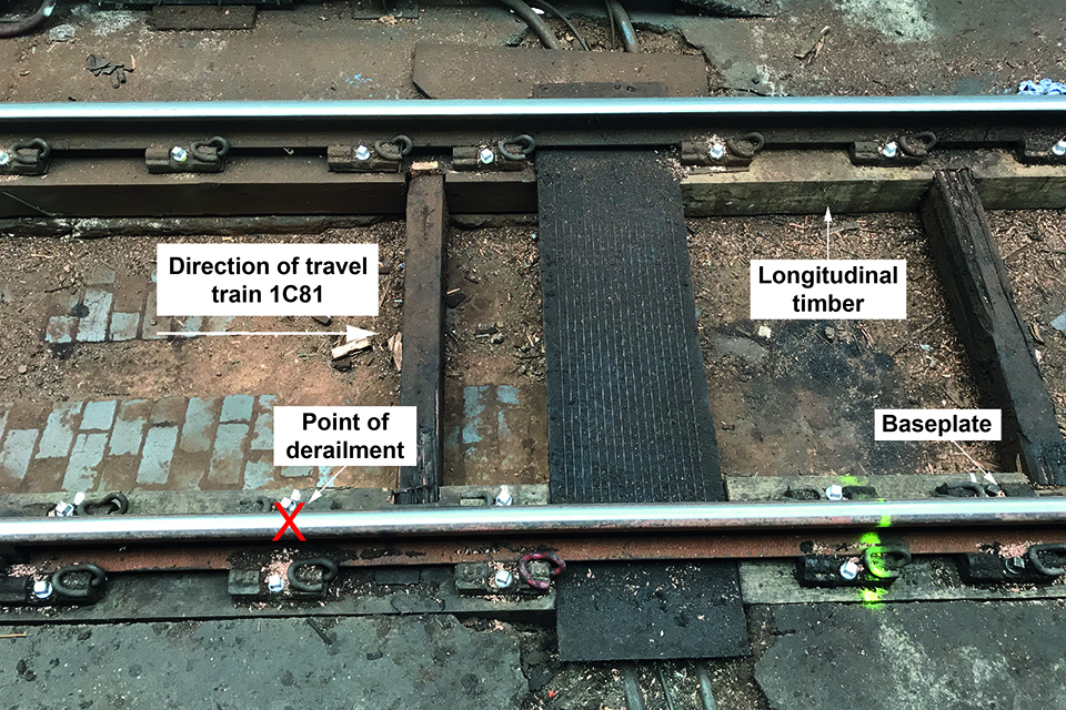 Point of derailment following repairs to the track