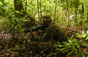 A trooper from B Squadron of 1st The Queen's Dragoon Guards taking part in Exercise Rukh Eagle in Brunei [Picture: Crown copyright]