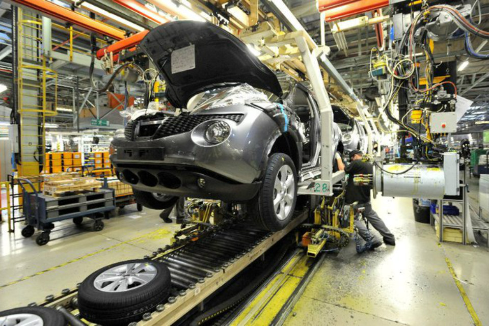 A car on the production line.