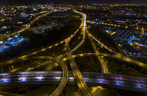 Aerial shot of spaghetti junction in Birmingham